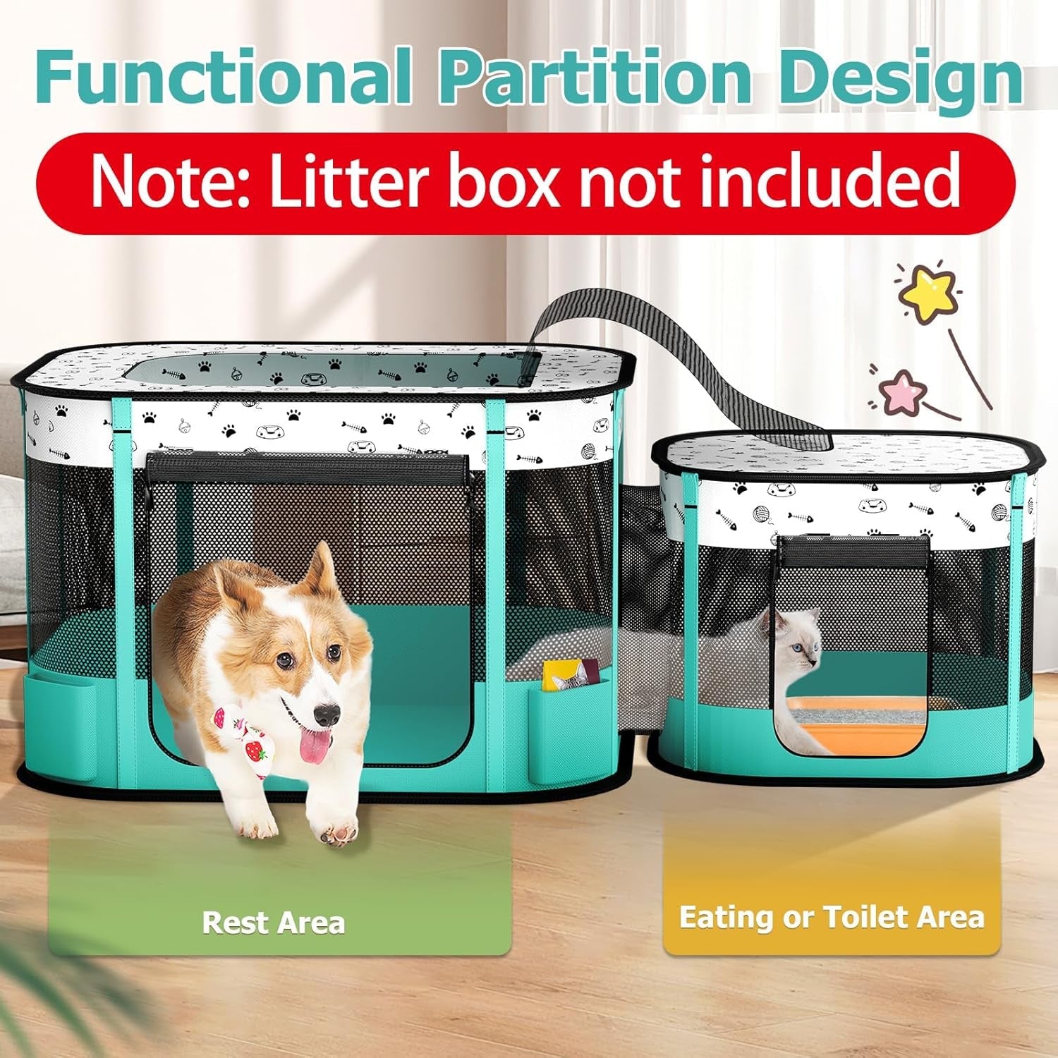 Portable Cat & Dog Playpen Foldable Pet Tent 32" Indoor Outdoor 600D Oxford