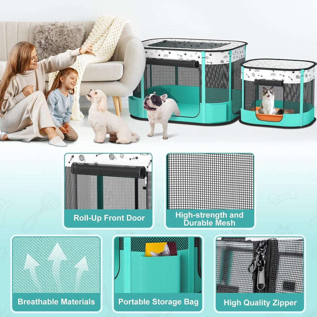 Portable Cat & Dog Playpen Foldable Pet Tent 32" Indoor Outdoor 600D Oxford