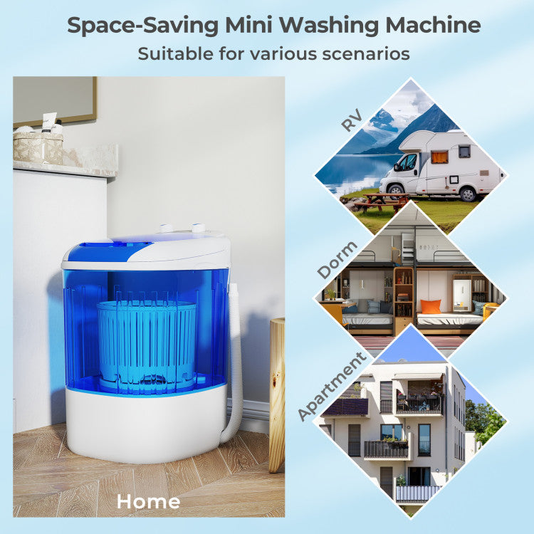 Portable Mini Semi-automatic Washing Machine with Spin Tub and Drain Hose 2.5 kg Capacity