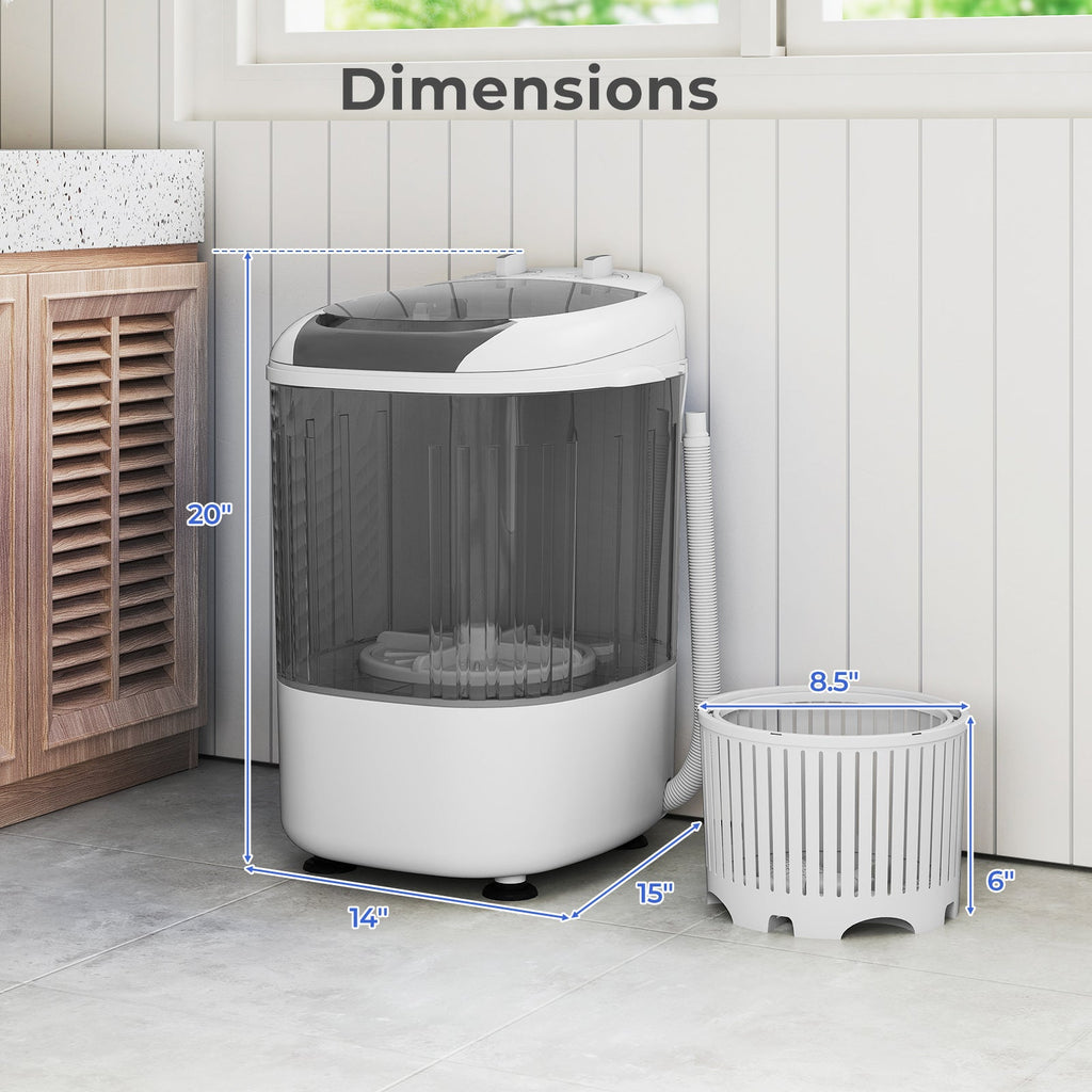 Portable Mini Semi-automatic Washing Machine with Spin Tub and Drain Hose 2.5 kg Capacity