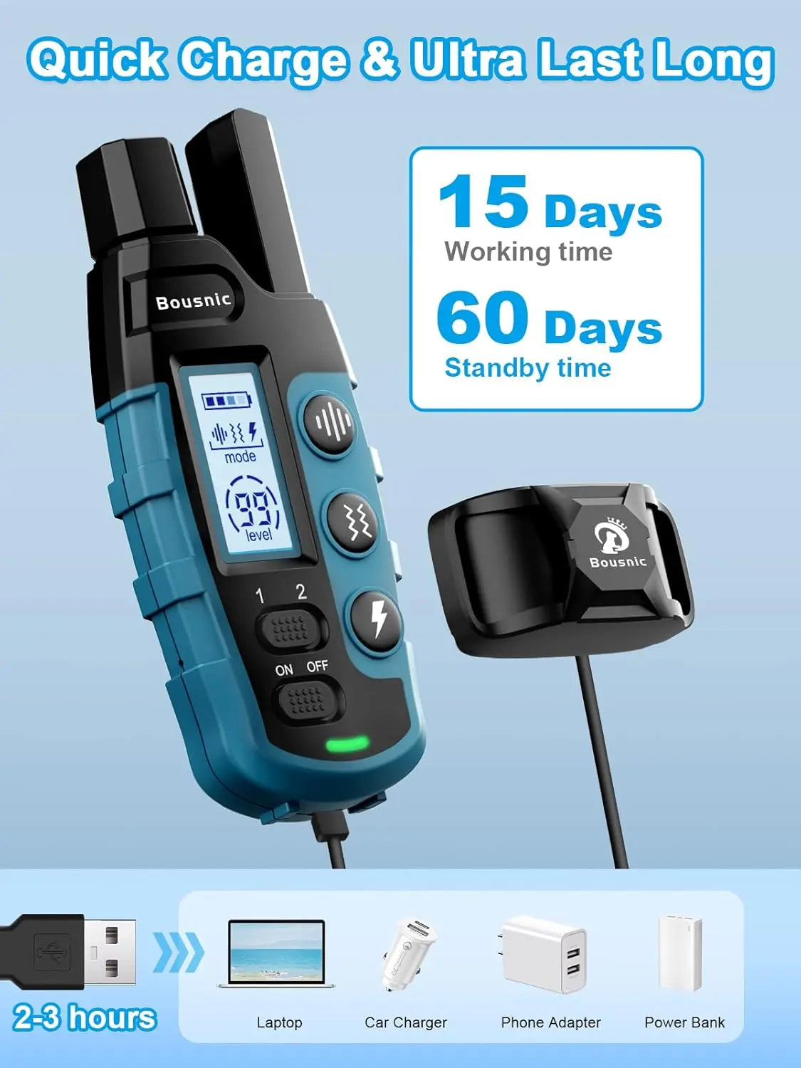 Waterproof Rechargeable Dog Training Collar – 3300ft Range, 2-Dog System