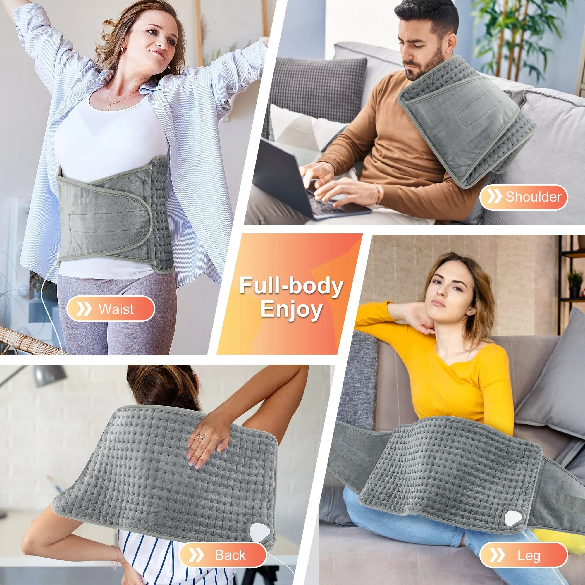Electric Heating Waist Belt – Adjustable Thermal Pad for Back & Abdomen