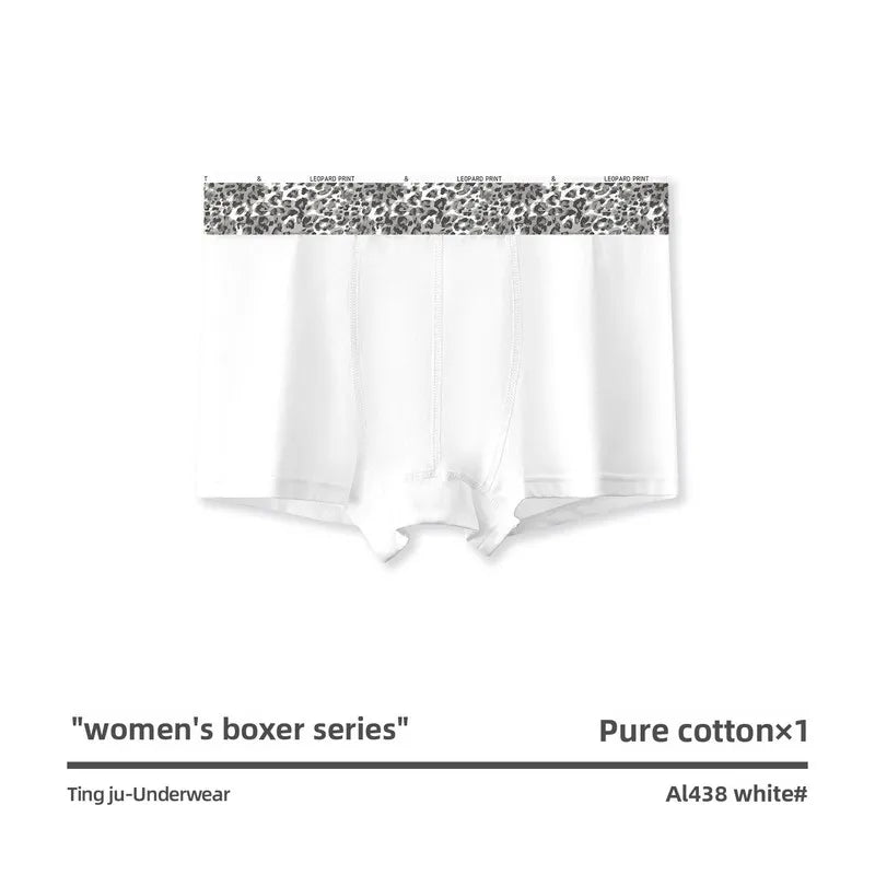 Women Cotton Boyshort Panties Letter Wide Waistband Mid Waist Breathable Soft Comfortable Ladies Underwear