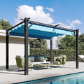 10'x12' Outdoor Retractable Pergola, Upgraded Adjustable Sun Shade Canopy, Sturdy Metal Gazebo for Modern Backyard,, Custom