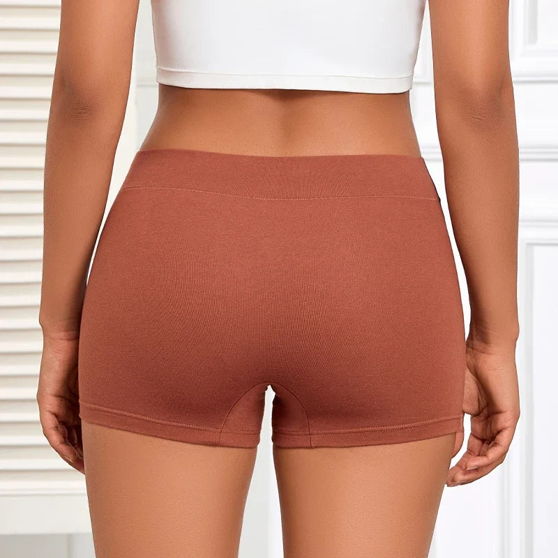 3Pcs/Set Women S-XXL Cotton Sports Boyshorts Panties Seamless High Rise Elastic Boxer Pants Female Comfortable Intimate Lingerie