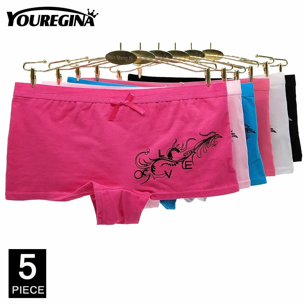 Women Underwear Cotton Women Panties Solid Girls Boxers Shorts Boyshorts Knickers Ladies Seamless Lingerie M L XL 5 Pcs/Lot