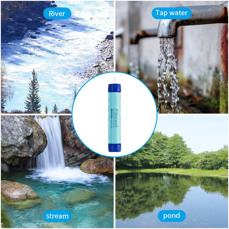 Filterwell Portable Camping Water Filter Straw Survival Outdoor Gravity Drinking Water Purifiers Hiking Supplies Tourist Travel