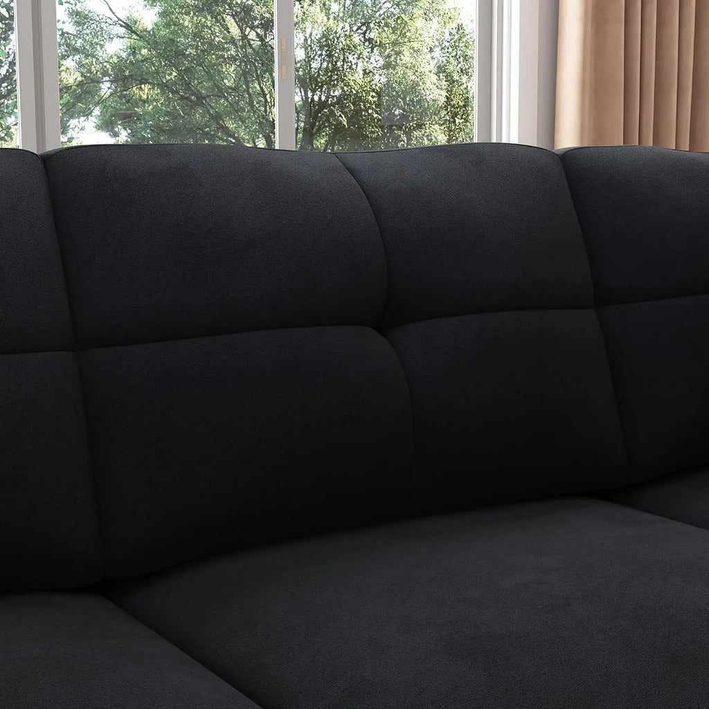 Convertible Sectional Sofa L Shaped Couch,Velvet Black, Custom