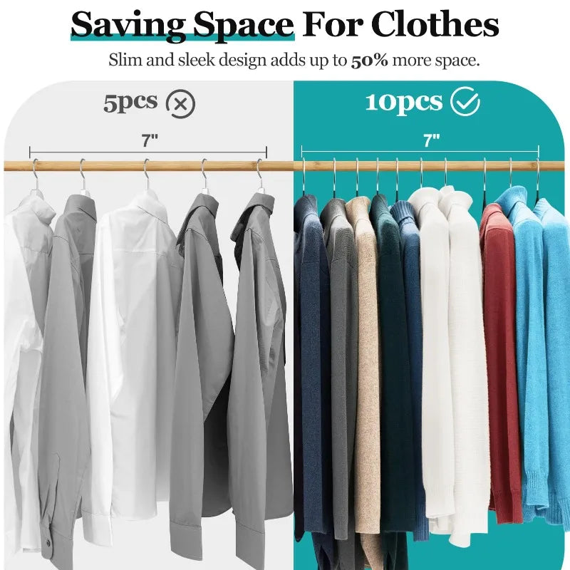 10PCS Metal Traceless Non-Slip Clothes Hangers – Strong Space Saver Rack