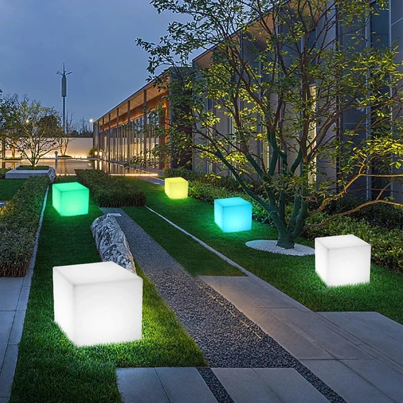 Luminous Cube Lamp Lawn Solar LED Outdoor Lighting Non Solar Lamp Outdoor Garden Decoration Outdoor Courtyard Light