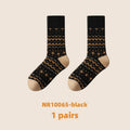 1/5 Pairs Autumn/Winter Retro Pattern Women Round Neck Socks Warm Comfortable Ethnic Style Outdoor Fashionable Casual Socks