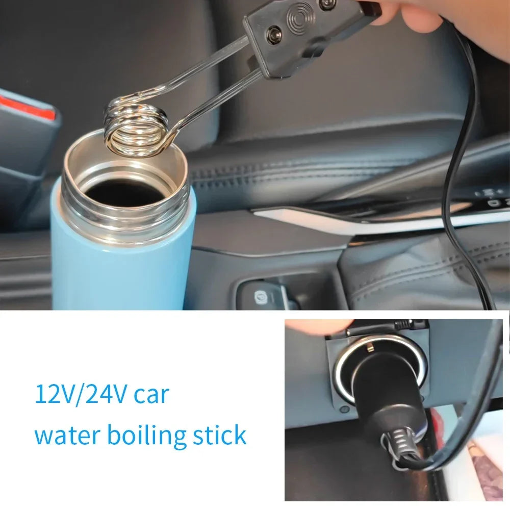 Portable Car Immersion Heater – 12V/24V Electric Coffee & Water Warmer