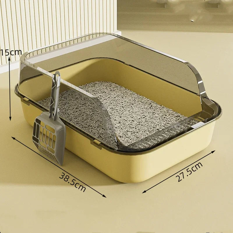 Splashproof Semi Closed Cat Toilet | Large Capacity Cat Litter Box
