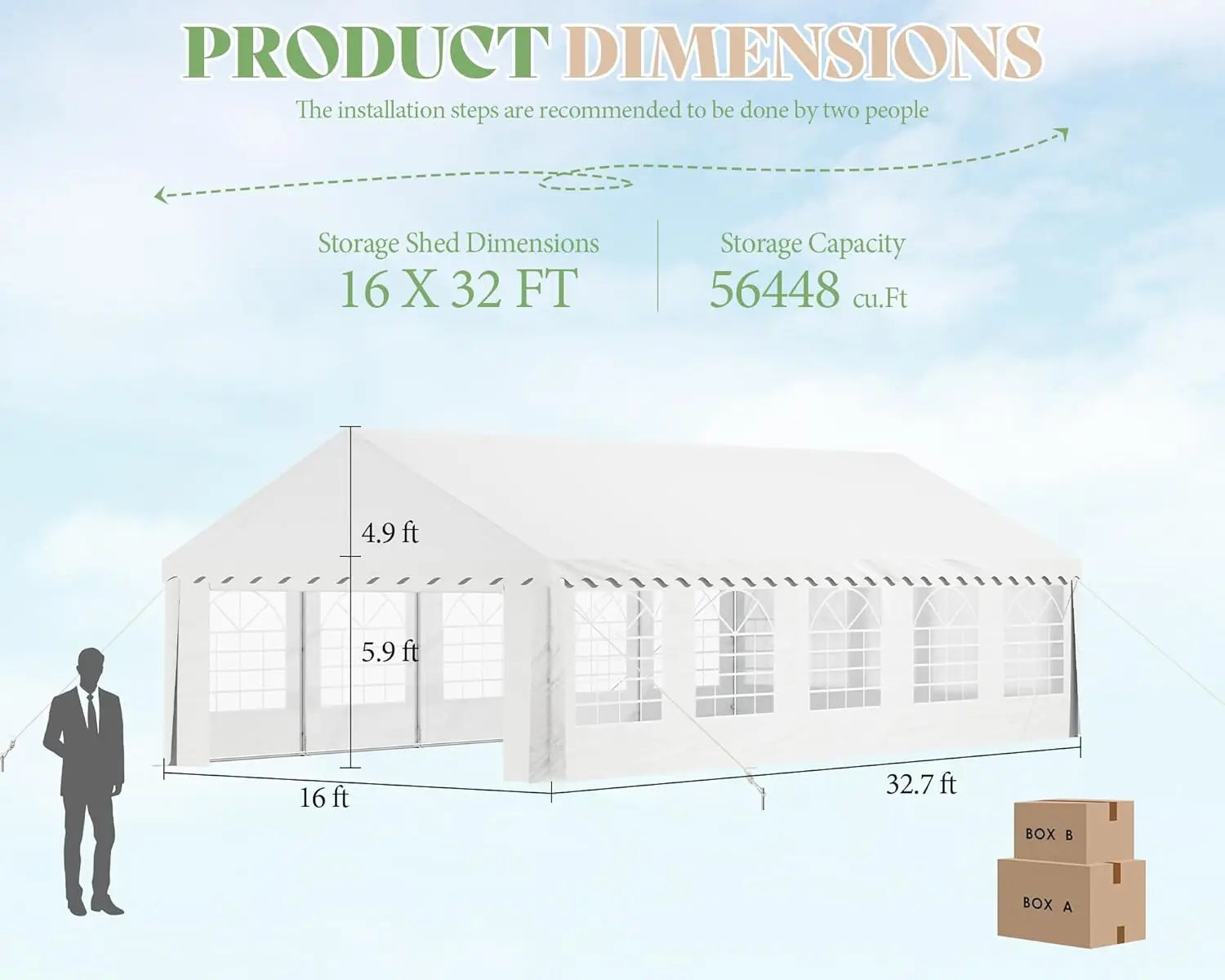 AMERLIFE 16x32 FT Party Tent with Sidewalls, Large Heavy-Duty Tents for Parties/Carport, Carpas para Fiestas Easy Set up,