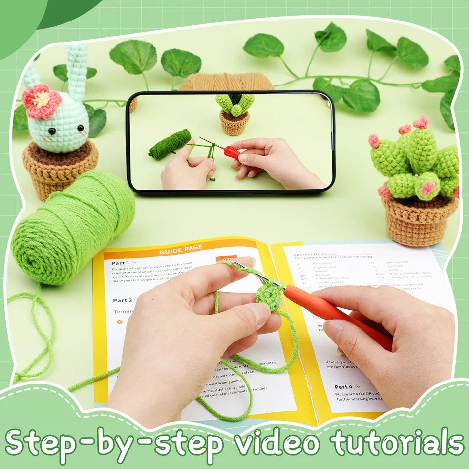 IMZAY Crochet Material Package Kit for Beginners with Step-by-Step Video Tutorial and Instructions Complete Crochet Supplies Set