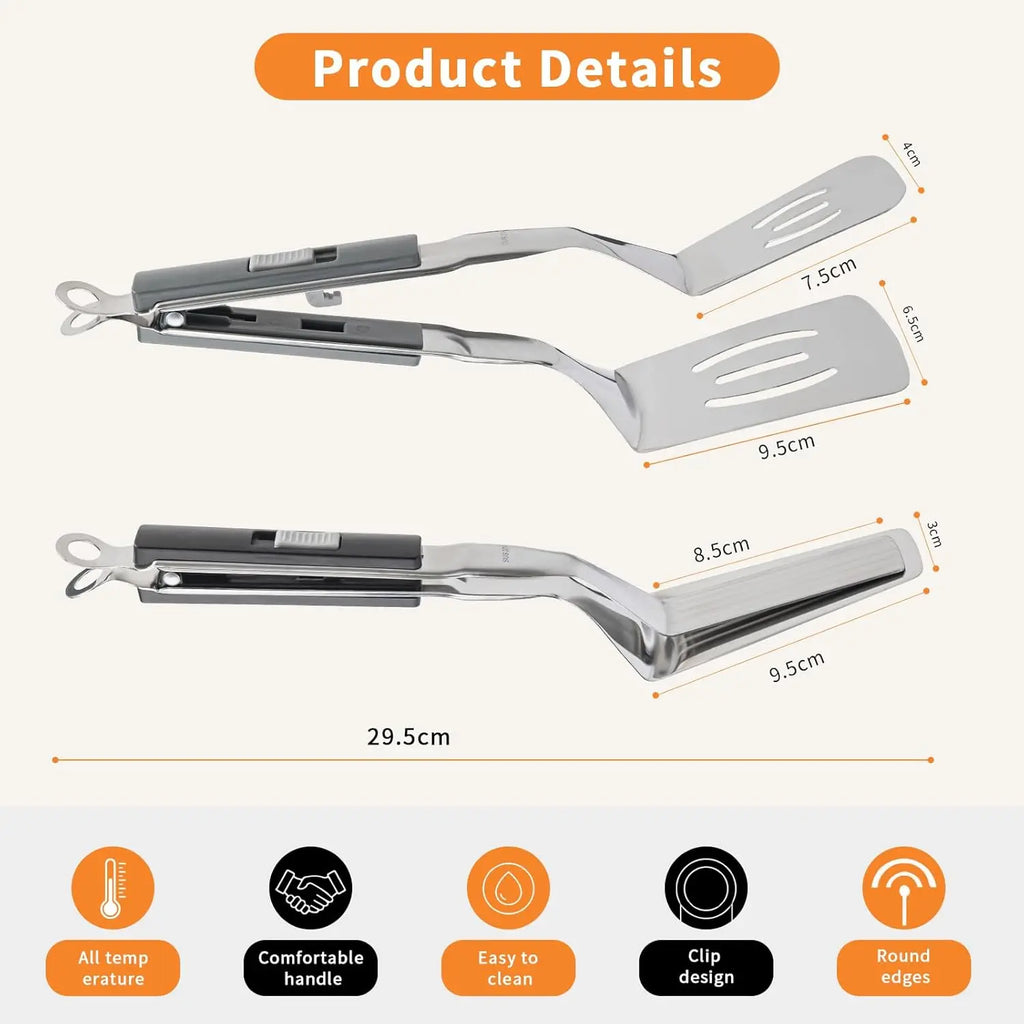Stainless Steel Steak Clip Egg Flipper Spatula Barbecue Meat Clamp Flipping Bread Steak Fish Clip Spatula Kitchen Cooking Tongs
