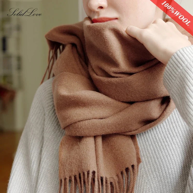 Solidlove 100% Wool Winter Scarf for Women – Luxury Cashmere-Feel Shawl, Poncho & Wrap | Warm Fashion Scarf for Ladies