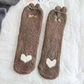 1 Pairs Warm & Fuzzy Cartoon Animal Socks, Crew Length Warm Coral Fleece Socks For Winter, Women's Stocking & Hosiery