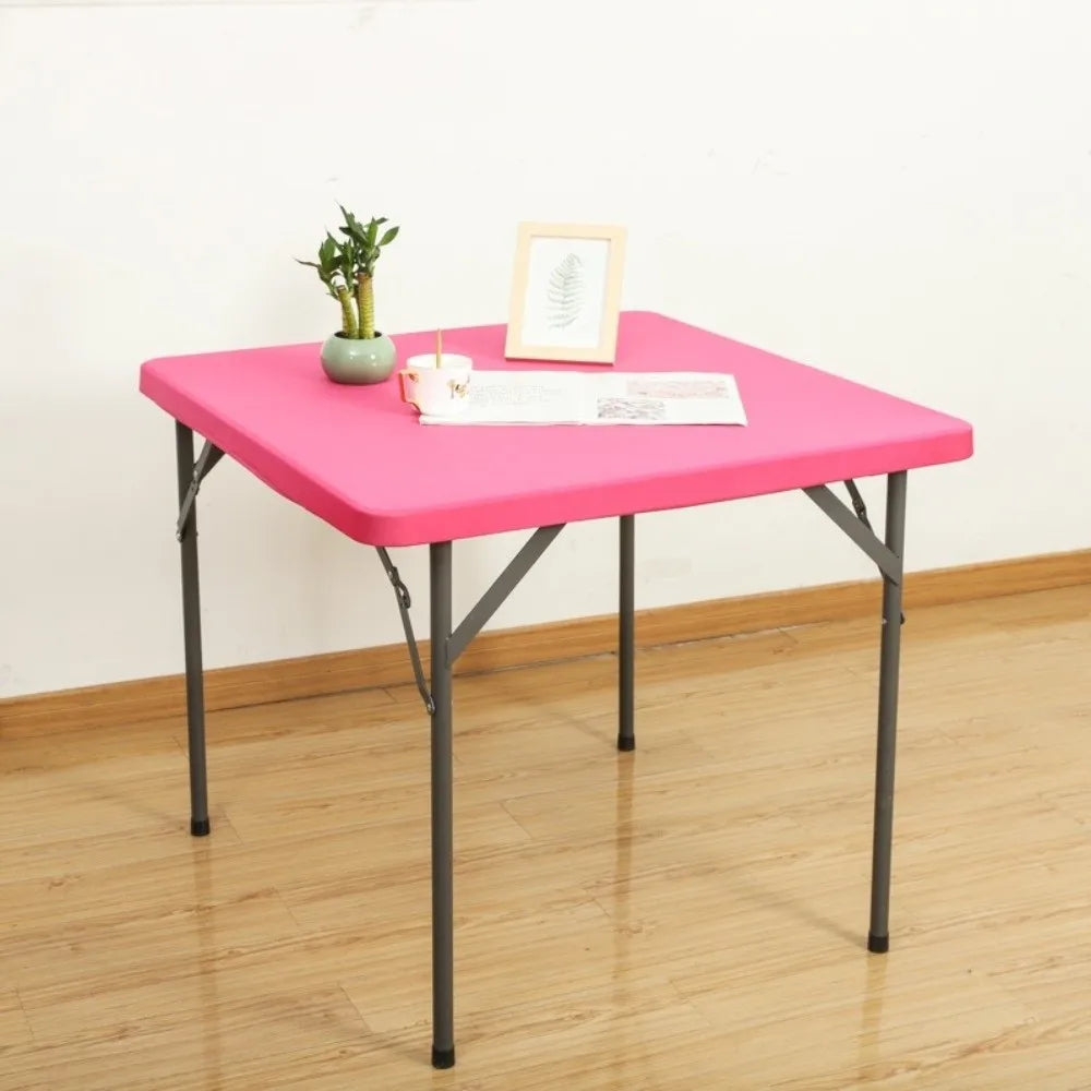 Stretch Spandex Square Tablecloth Wrinkle Resistant Solid Color Fitted Table Cloth Washable Elastic Table Cover Outdoor Event