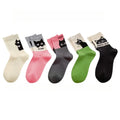 5 Pairs Cartoon Cat Women Cotton Spring Summer Socks Set Autumn Female Lady Girls Middle Tube Cute Student Socks For Women Girl