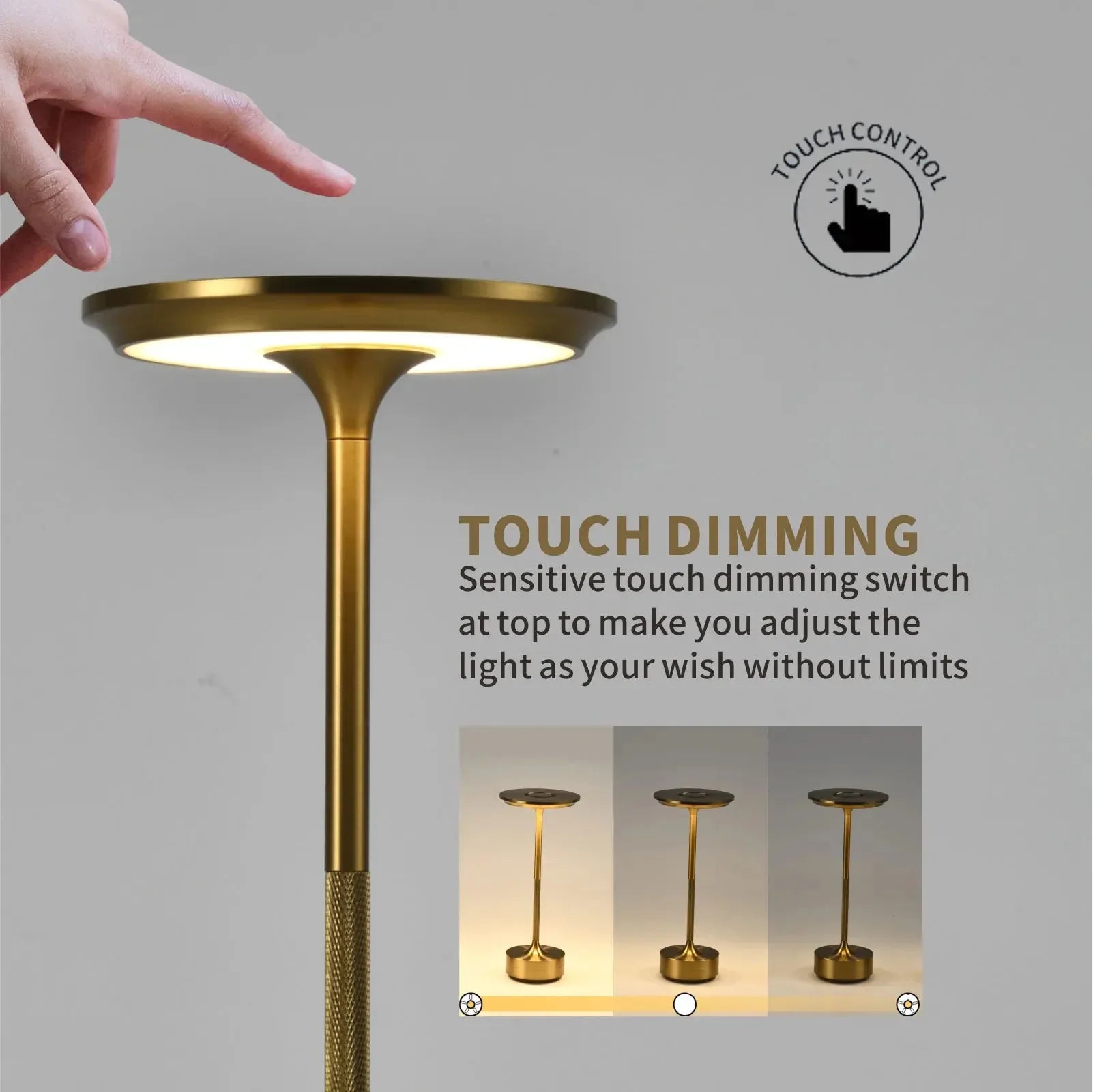 Wireless Table Lamp for Bedroom USB Rechargeable Touch Lamp Candle Creative Lamps Room Decoration Desk Lamp