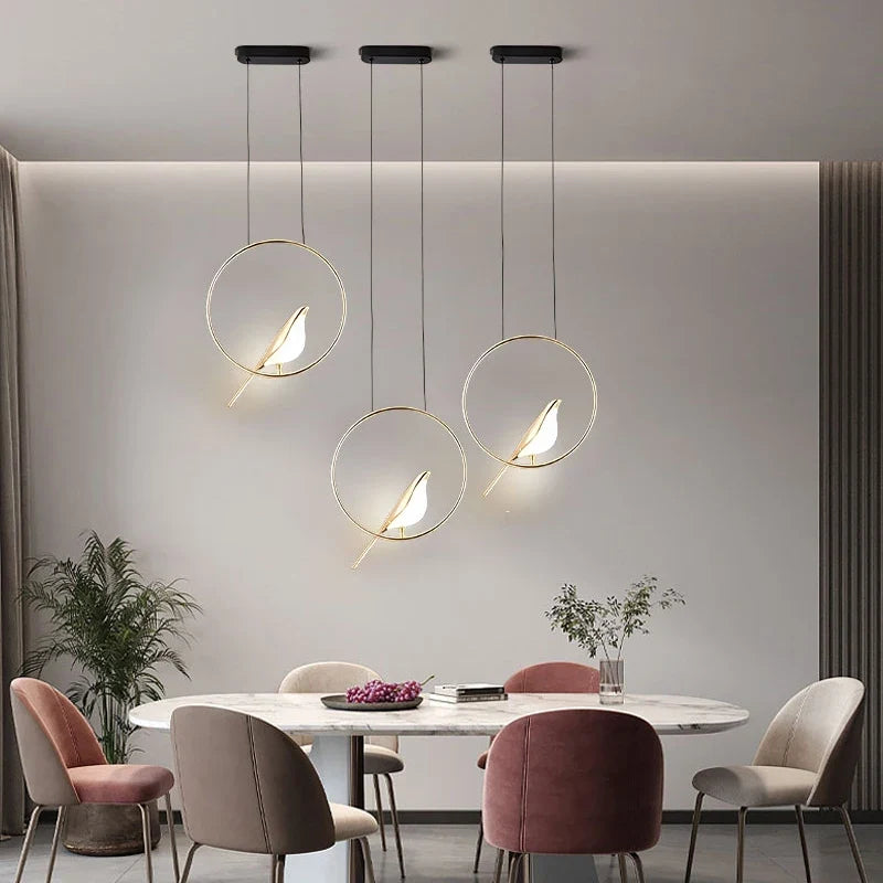 Rotatable Magpie Bird LED Pendant Light for Bedside Bedroom Indoor Gold Silver Hanging Lighting Chandelier Lamps Foyer AC85-265V