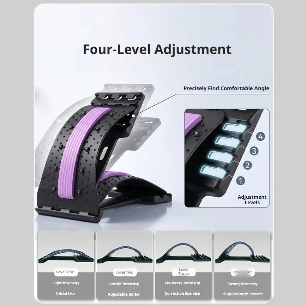 Lumbar Relaxation Device Acupressure Back Stretcher 4-Level Adjustable Massager For Lower Back Pain Relief Lumbar Spine Support