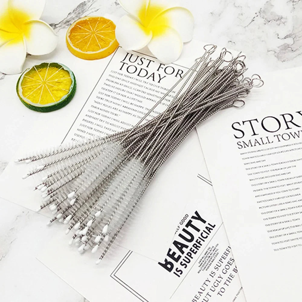 500-1Pcs Drinking Straw Cleaning Brush Reusable Pipe Cleaner Nylon Stainless Steel Straw Cleaning Brush for Baby Cup Bottles