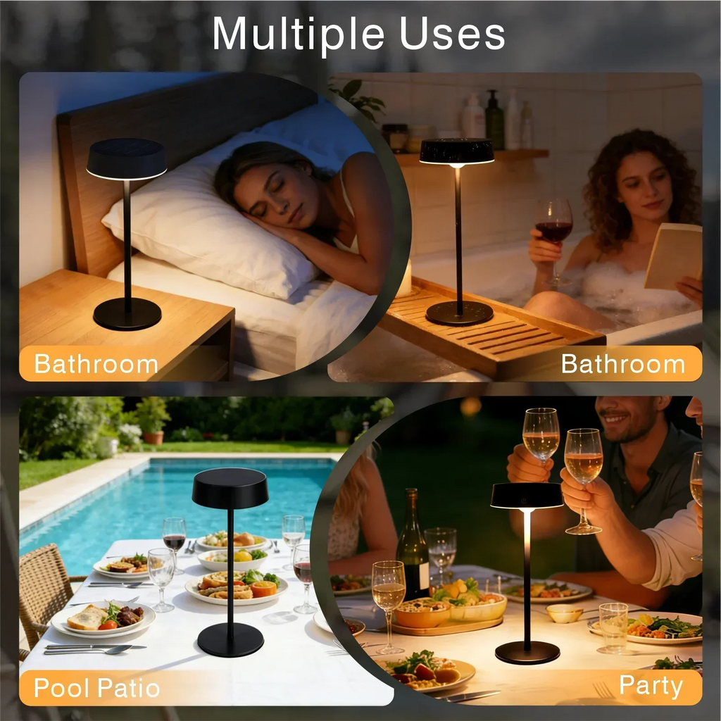 HPH Solar Table Lamp Rechargeable Waterproof Desk Lamp Bedside Lamp for Outdoor Camping Garden Terrace Portable Desk Lamps