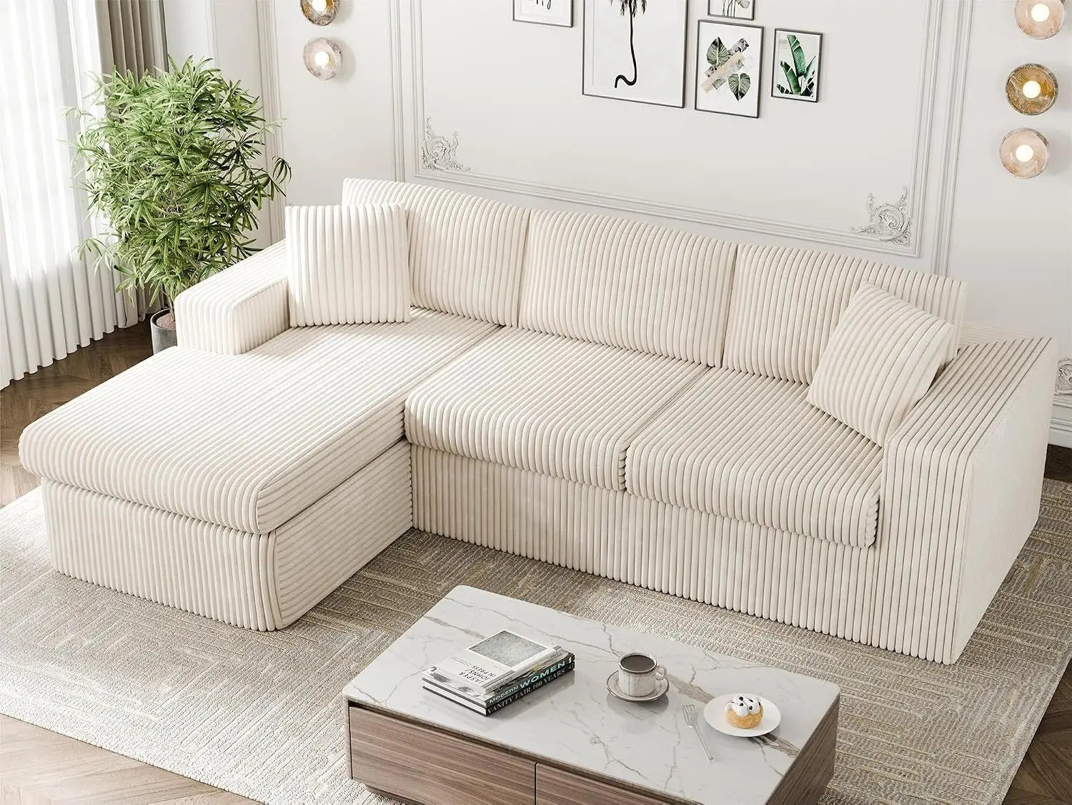 105" Boneless Couches for Living Room, Sectional Couches Modular Sofa with L-Shaped Chaise, Memory Foam Comfy Cloud, Customized