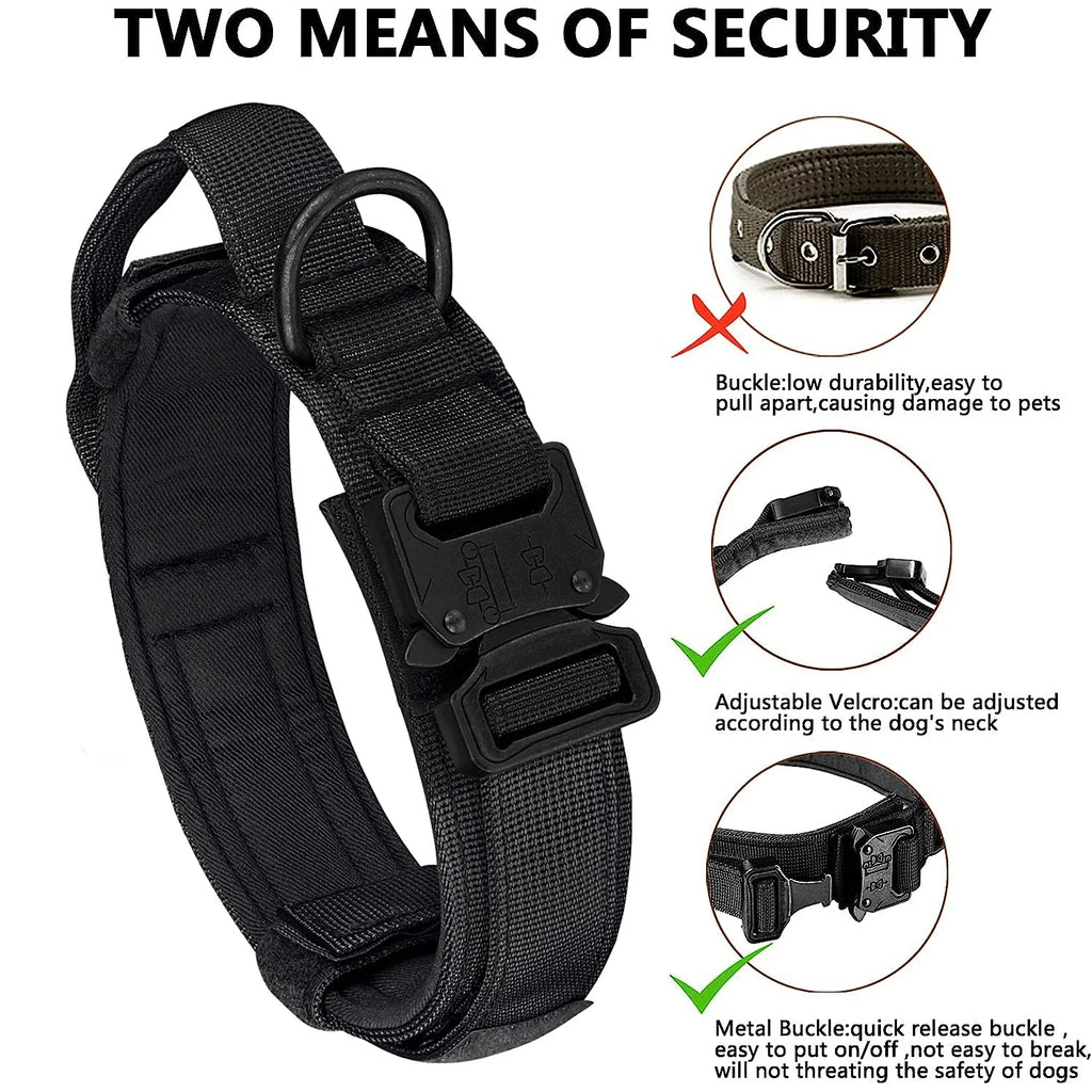 Heavy-Duty Military Tactical Dog Collar & Leash Set | Adjustable Training Collar for All Dogs