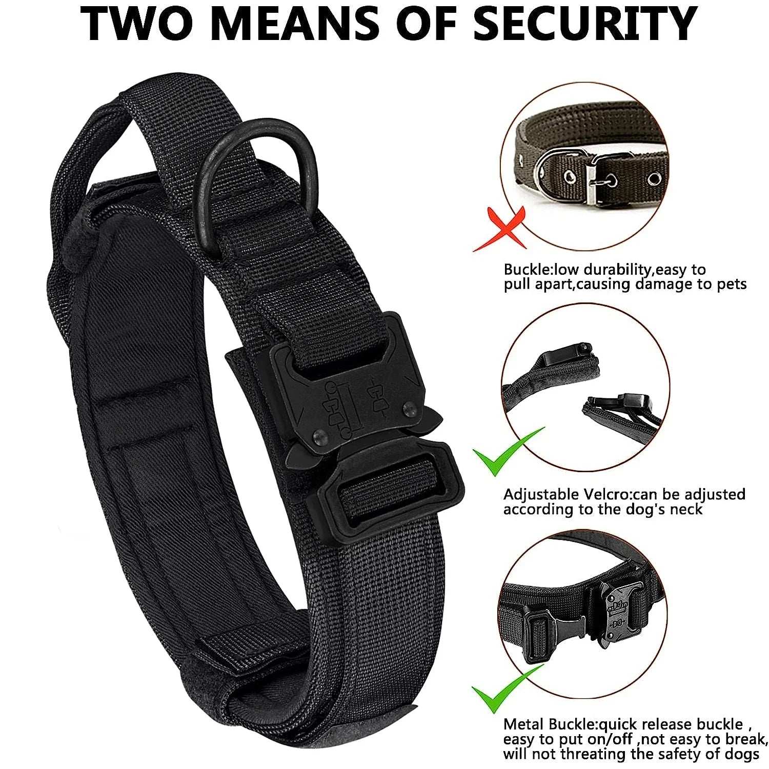 Heavy-Duty Military Tactical Dog Collar & Leash Set | Adjustable Training Collar for All Dogs