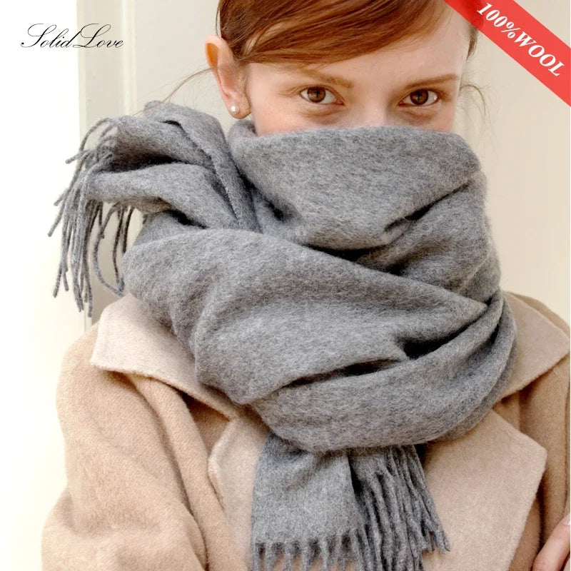 Solidlove 100% Wool Winter Scarf for Women – Luxury Cashmere-Feel Shawl, Poncho & Wrap | Warm Fashion Scarf for Ladies