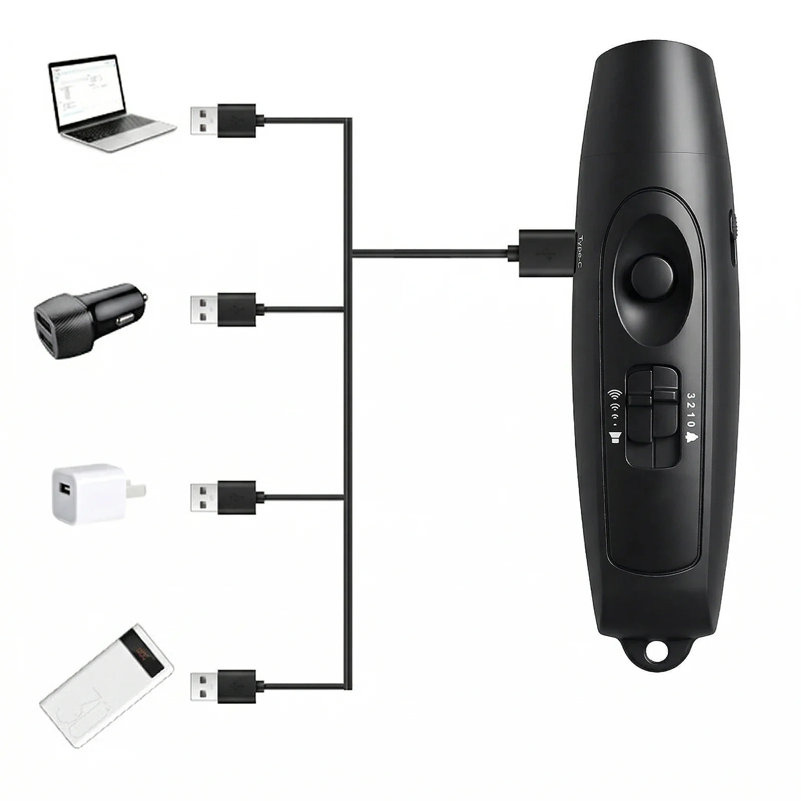 Electronic Whistle USB Rechargeable Loud Air Horn 120-150dB with LED Safety Light with Lanyard for Hiking Camping Scare Bears