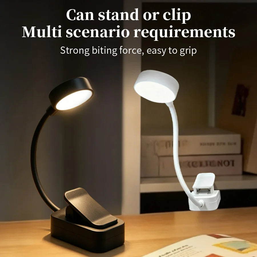 USB Rechargeable LED Clip On Desk Lamp 3 Colors Dimmable Night Light Eye Protection Portable For Bedroom Study Reading Lighting