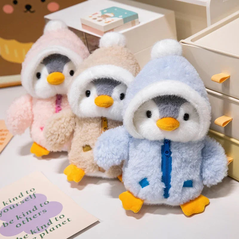 New Cute Penguin Plush Toy Baby Comforting Sleep Doll Fluffy Penguin Wearing Clothes Hats Stuffed Animal Pillow Birthday Gifts