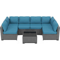 7-Piece Modular Outdoor Furniture Set, PE Rattan Wicker Sectional Modular Conversation Sofa Set, Perfect For Garden Balcony