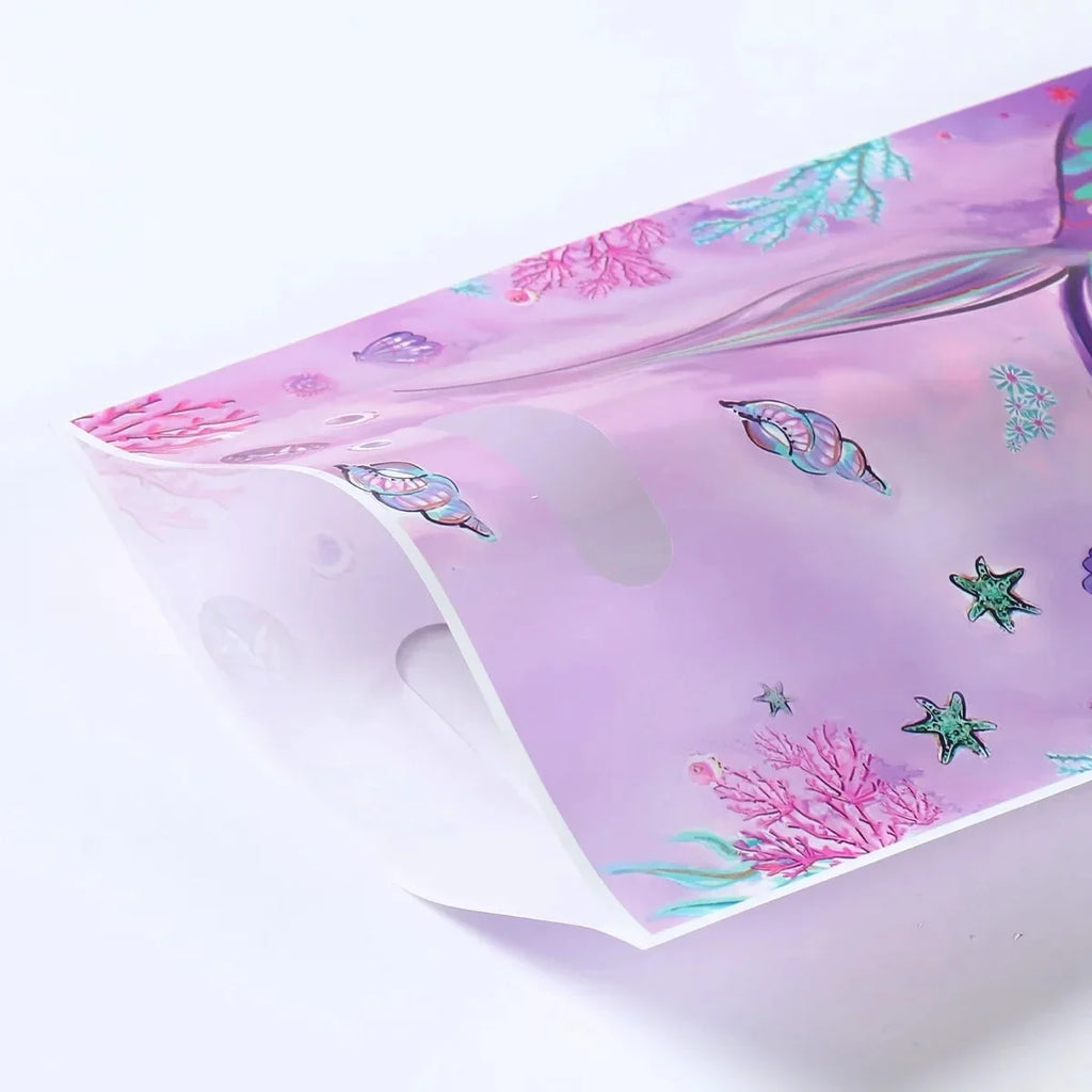 10PCS Little Mermaid Party Candy Bags – Kids Birthday Goodie Bags, Baby Shower & 1st Birthday Gift Bags, Handbag Style Party Supplies
