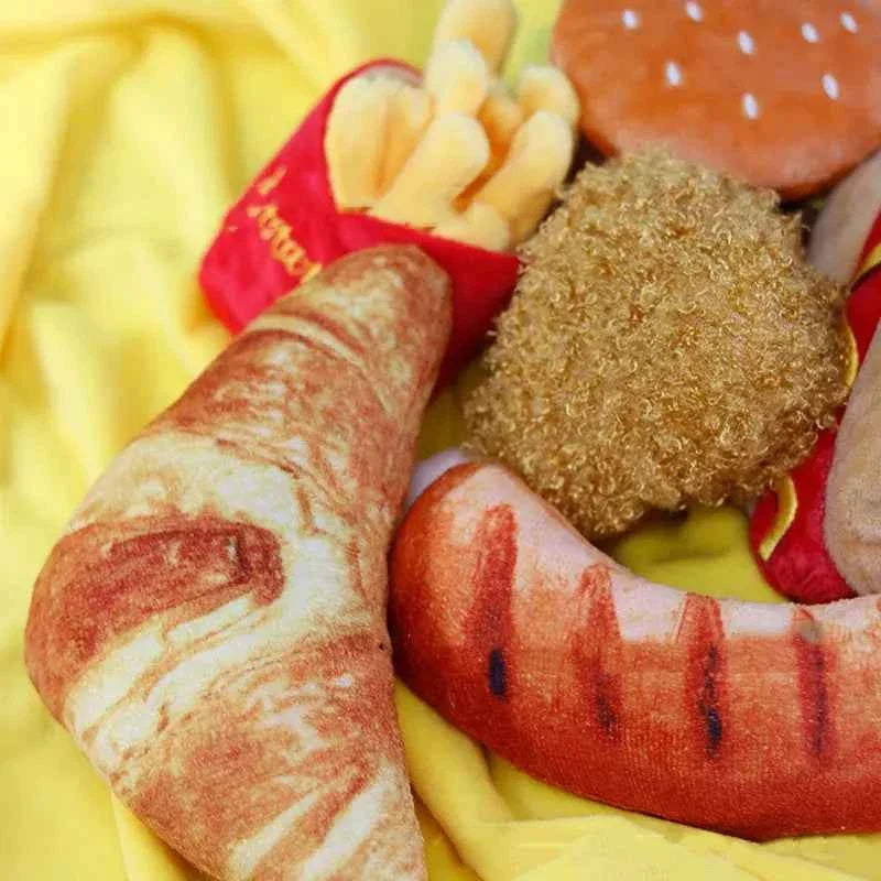 Squeaky Ice Cream, Fries & Hamburger Plush Toy Set