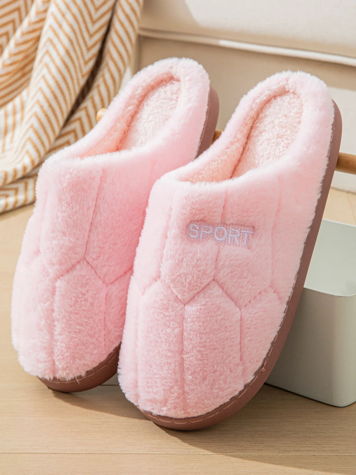 Cotton Slippers for Women in Autumn and Winter, Indoor Thick-Soled Warm Non-Slip Home Slippers for Couples, Cute Plush Cotton Slippers for Men in Winter
