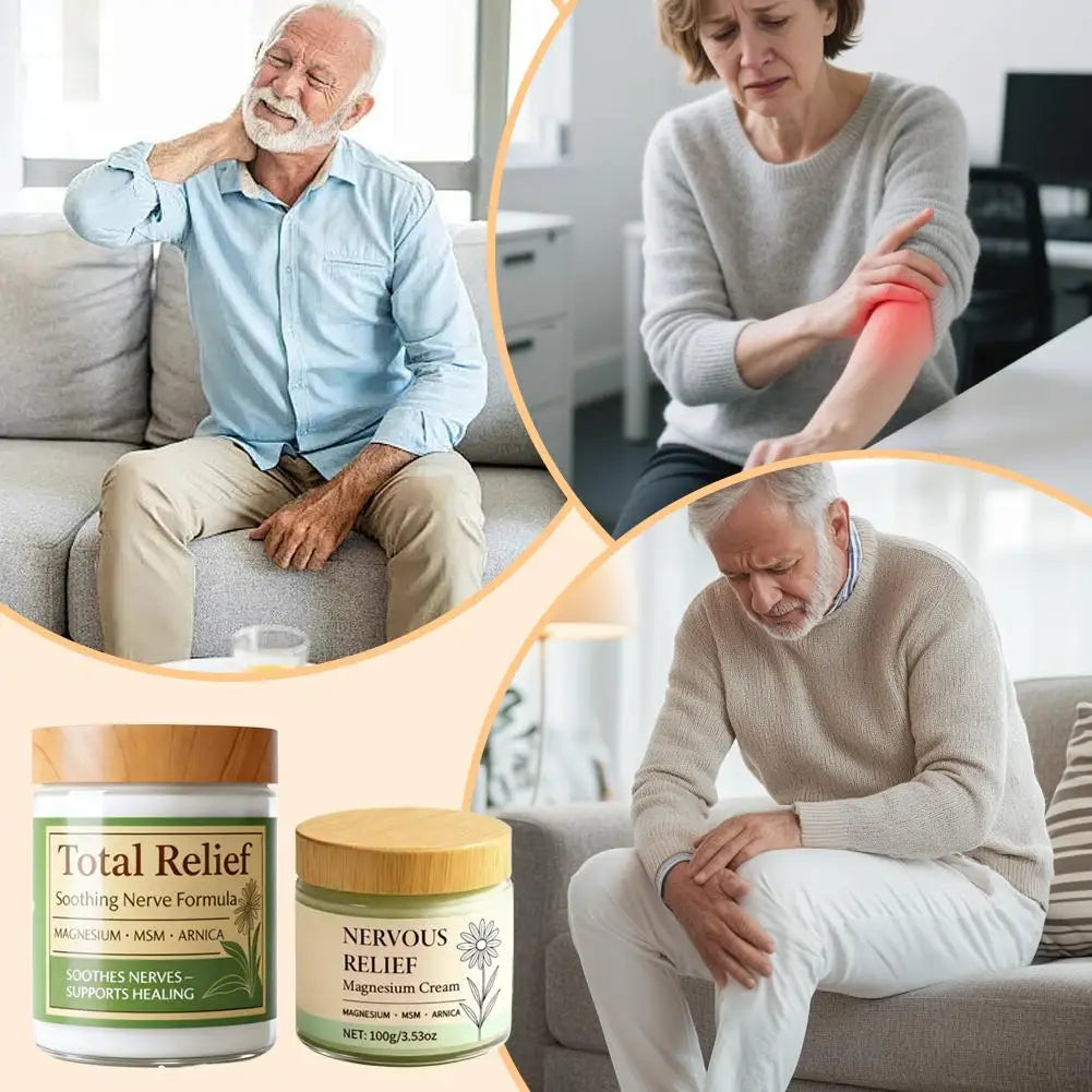 Total Relief Magnesium Body Cream, Nerve-Soothing Formula with MSM & Arnica for Daily Moisturizing & Skin Comfort Not Greasy