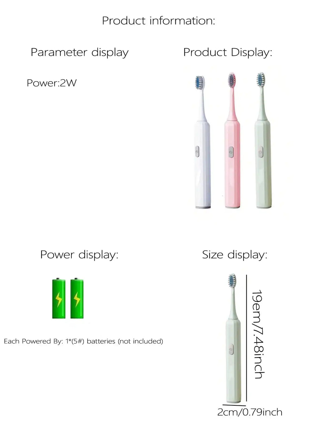 Automatic Sonic Electric Toothbrush for Adults – Rechargeable Tooth Cleaner with Soft Bristles | Deep Oral Cleaning & Whitening Toothbrush