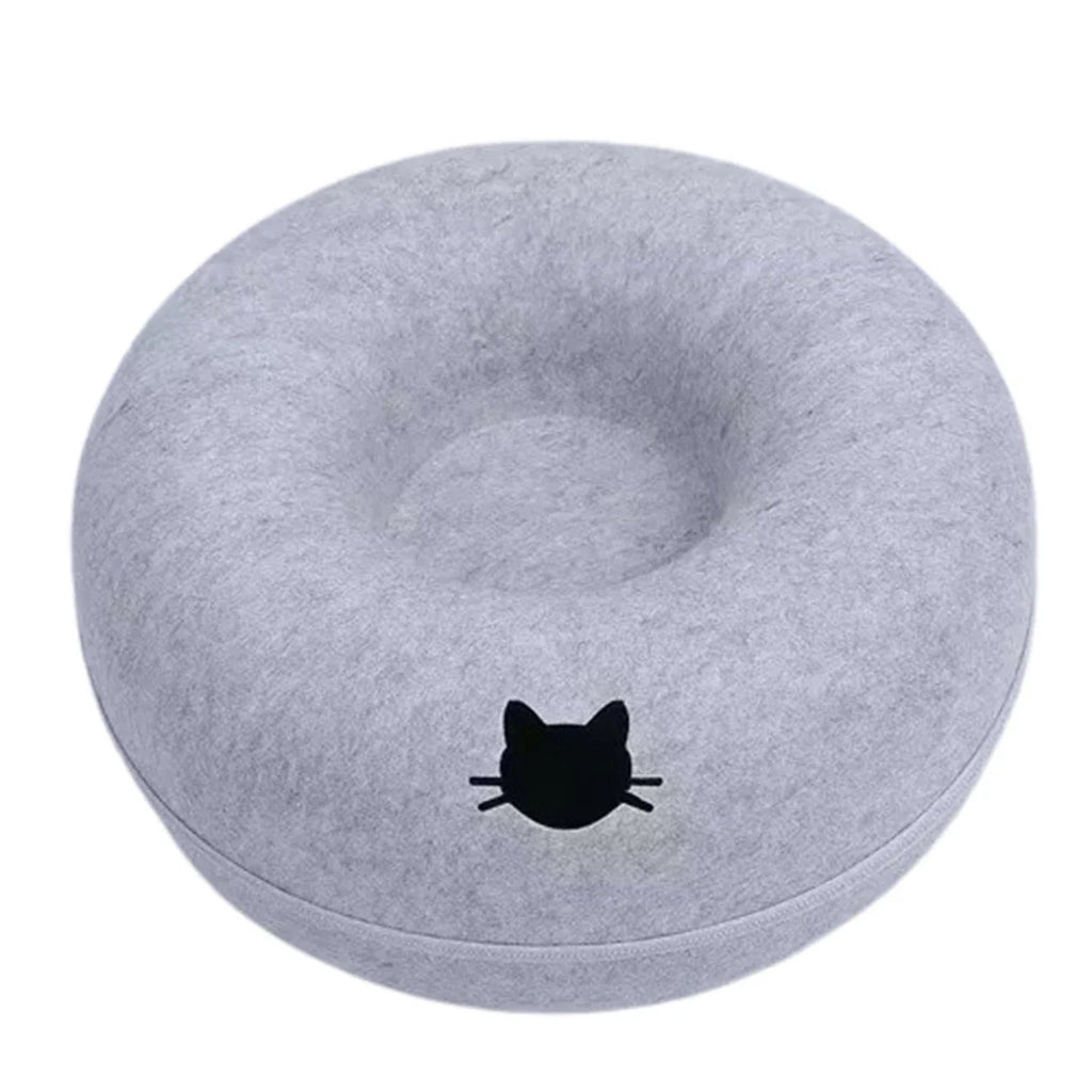 Felt Donut Cat Bed | 2-in-1 Cat Tunnel Bed & Hideout