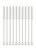 10pcs Straw Cleaning Brush, Stainless Steel Small Brush, Can Be Used To Clean Crevices, Teapots, Straws, And Baby Bottles.