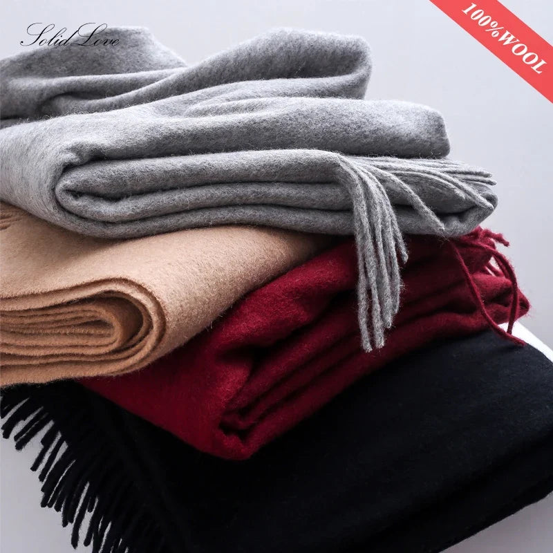 Solidlove 100% Wool Winter Scarf for Women – Luxury Cashmere-Feel Shawl, Poncho & Wrap | Warm Fashion Scarf for Ladies