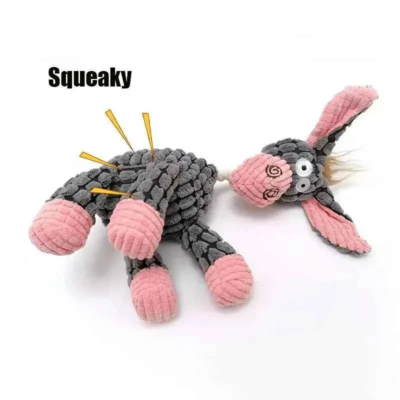 Plush Donkey Squeaky Dog Toy for Gentle Play