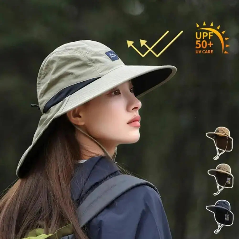 1Pc Outdoor Sun Hat Anti-UV Sun Protection Fisherman Hat Windproof Quick-Dry Neck Protection Mesh Breathable Thin Camping Cap