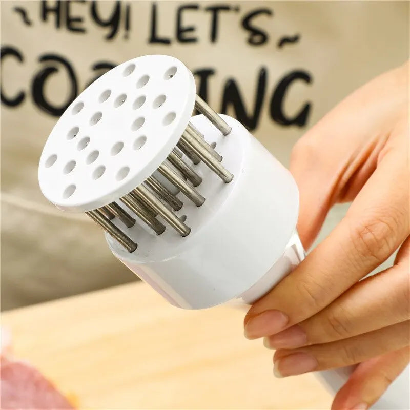 1Pc White Handheld Use Household Tender Meat Needle with Broken Tendons Pork Chop Chicken Chop Chicken Wings Meat Needle Hammer