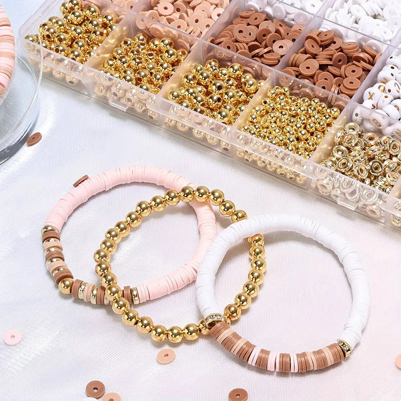 DIY Clay Beads Bracelet Making Kit – Friendship Golden Letter Beads for Jewelry Making, Gifts for Women & Teens