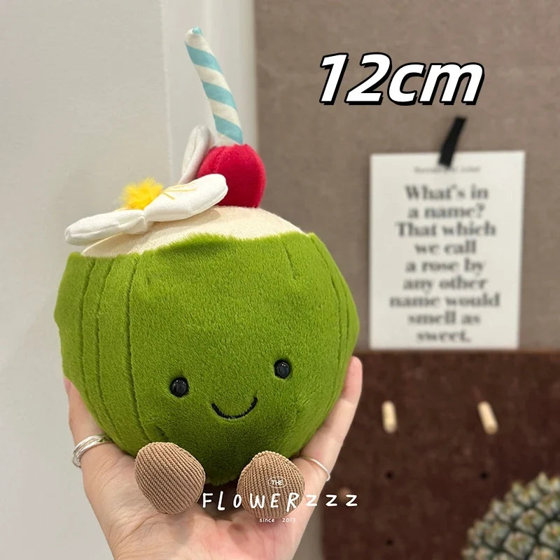 Lemonade Coconut Plush Toy – Very Soft Palm Tree & Red Coral Cartoon Doll, Cute Home Décor & Christmas Gift